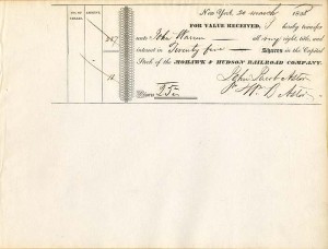 Mohawk and Hudson Railroad Co. signed by Wm. B. Astor for J.J. Astor 